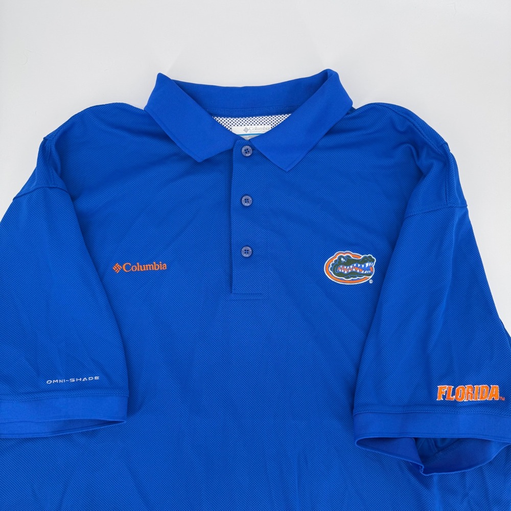 Columbia PFG Omni-Shade Polo Shirt XL Blue Florida Gators Logo Short Sleeve‎